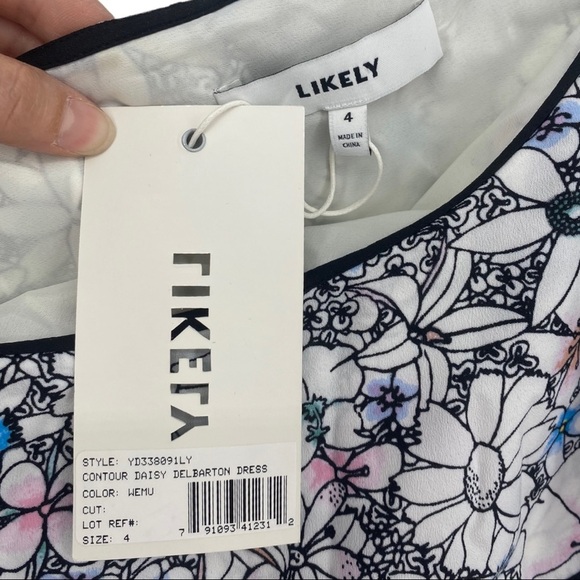 Likely Dress 4 Contour Daisy Delbarton One Shoulder Asymmetrical White Blue New - Picture 4 of 10